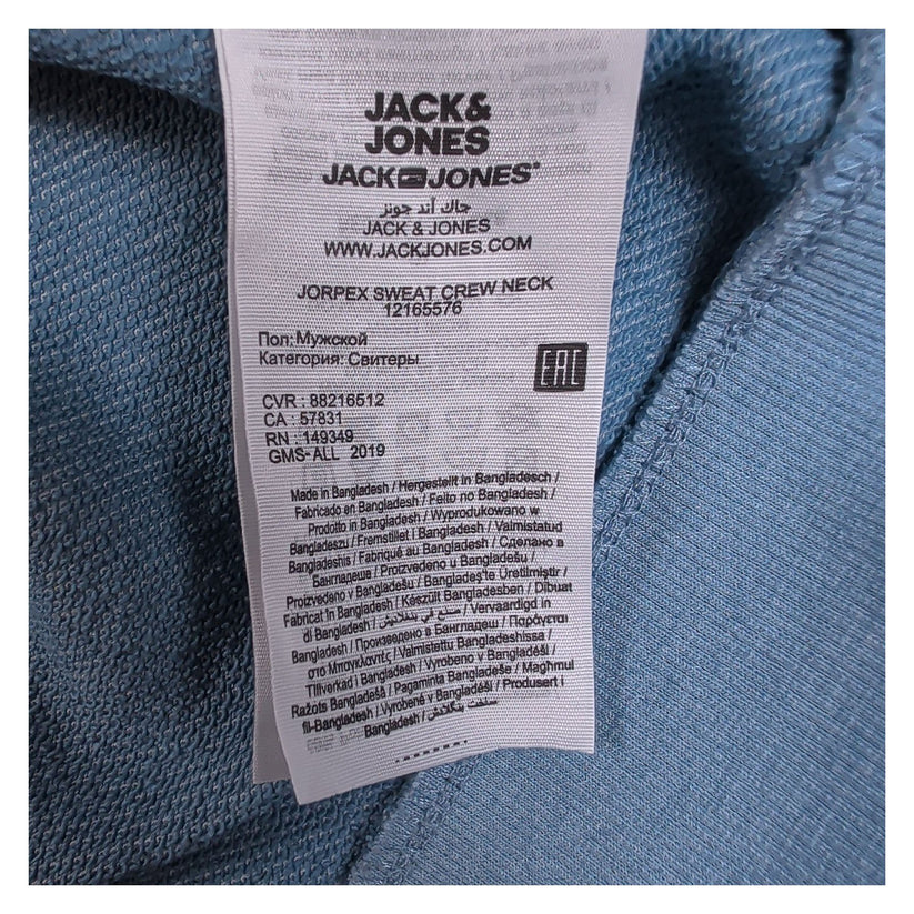 Jack & Jones Originals JORPEX Mens Blue Crew Neck Graphic Sweatshirt NON