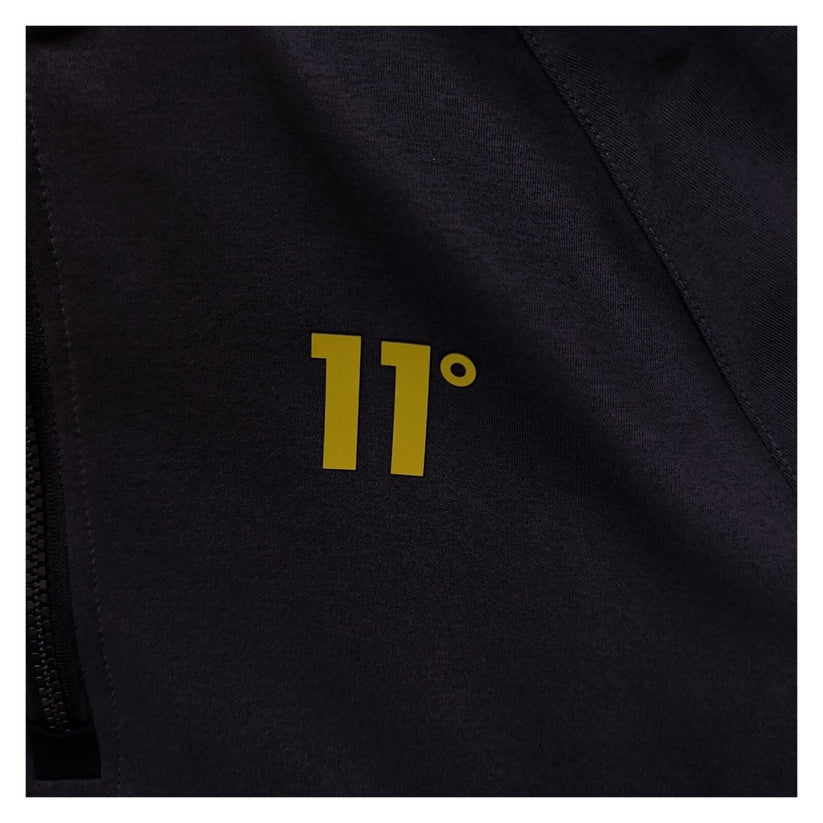 11 Degrees Mens Black Grey Half Zip Hoodie Size M Yellow Piping Sports Pullover – product photo 3 | RewearableUK