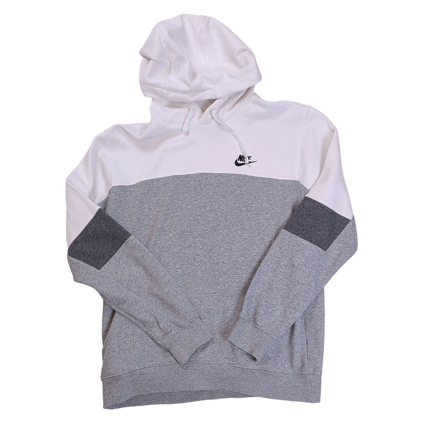 Nike Colour Block Pullover Hoodie Size S Grey White Embroidered Logo