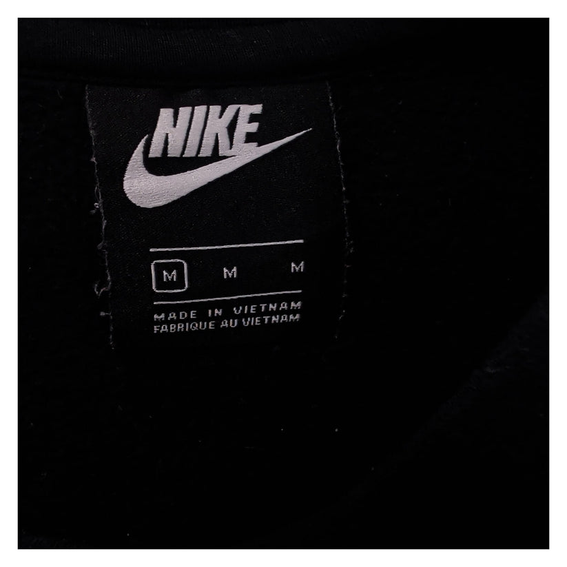 Nike Mens Black Sweatshirt M Double Swoosh Embroidered Back Print Crew Neck