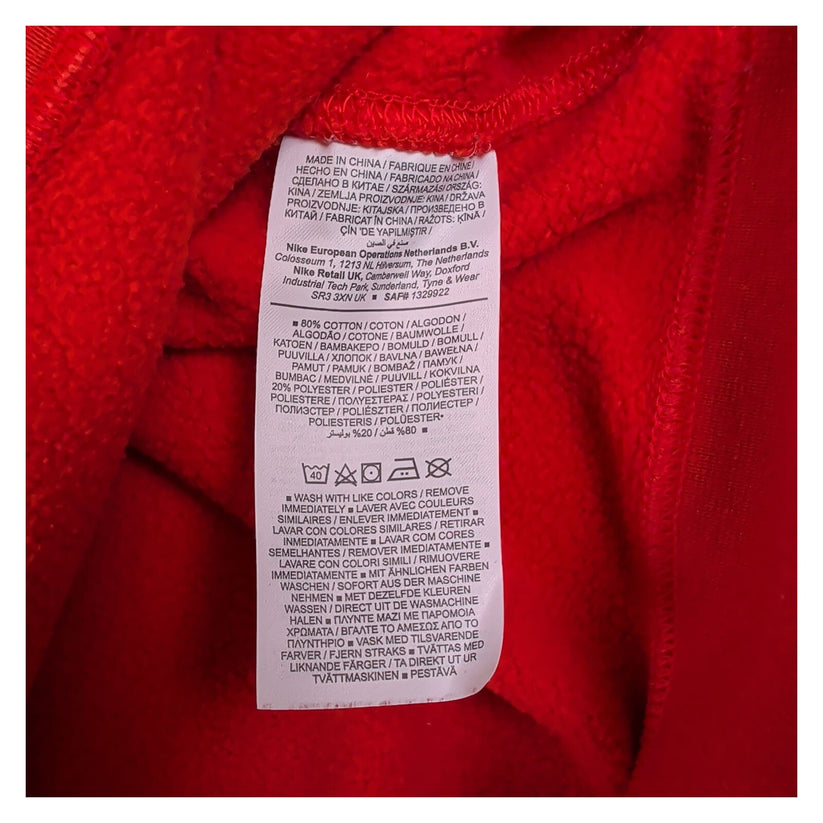 Nike Red Sweatshirt XS Crew Neck Embroidered Swoosh Logo Fleece Pullover
