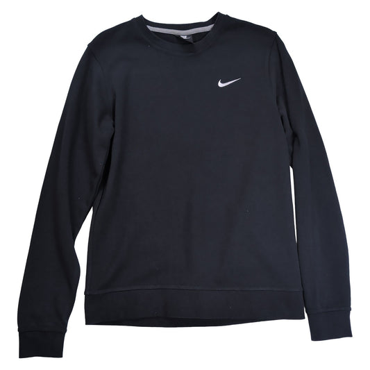 Nike Black Cotton Crew Unisex Sweatshirt M Long Sleeve Embroidered Pullover