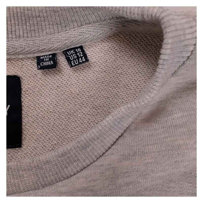 Superdry Womens Grey Marl Sweatshirt UK 16 Embroidered Logo Crew Neck