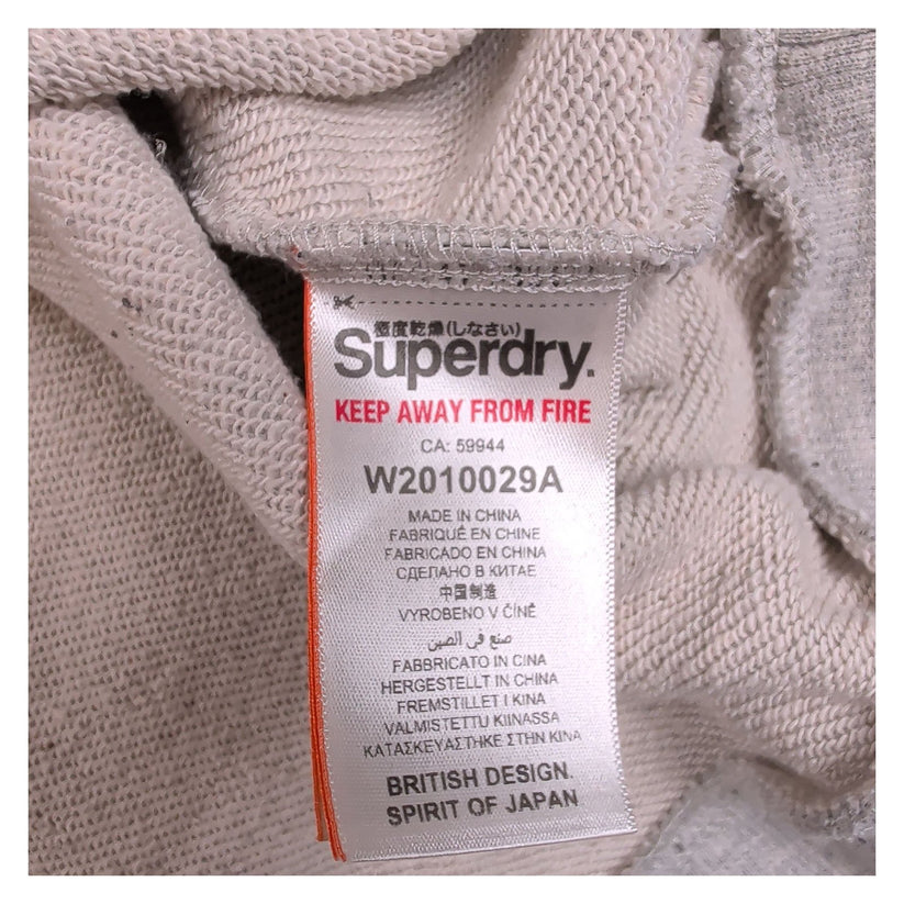 Superdry Womens Grey Marl Sweatshirt UK 16 Embroidered Logo Crew Neck