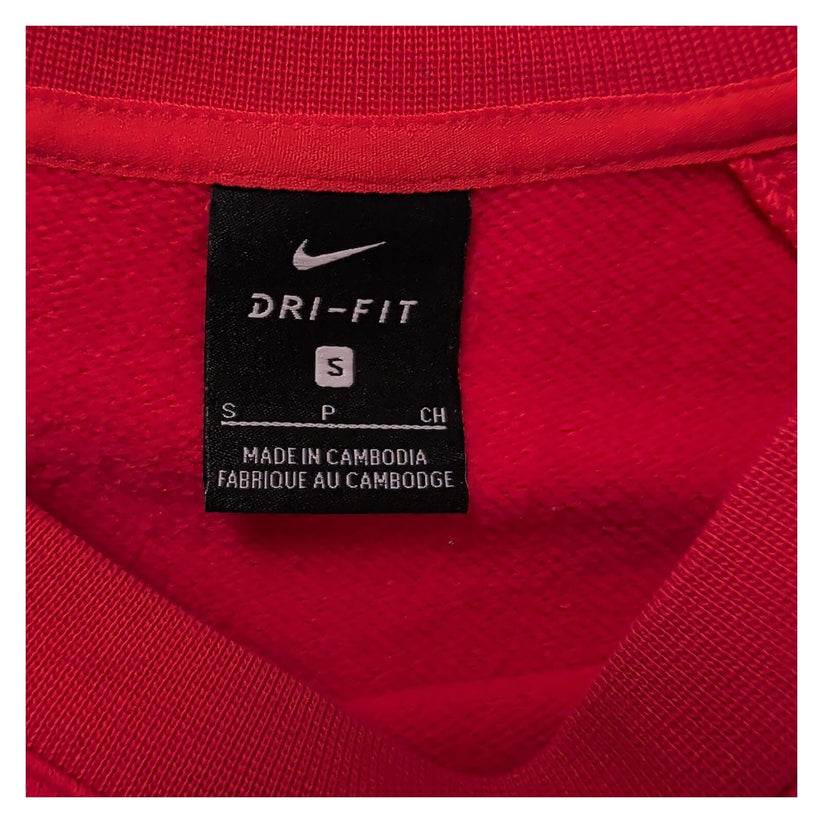 Nike Dri-FIT Womens Pink Sweatshirt Size S Raglan Crew Neck Back Logo Print