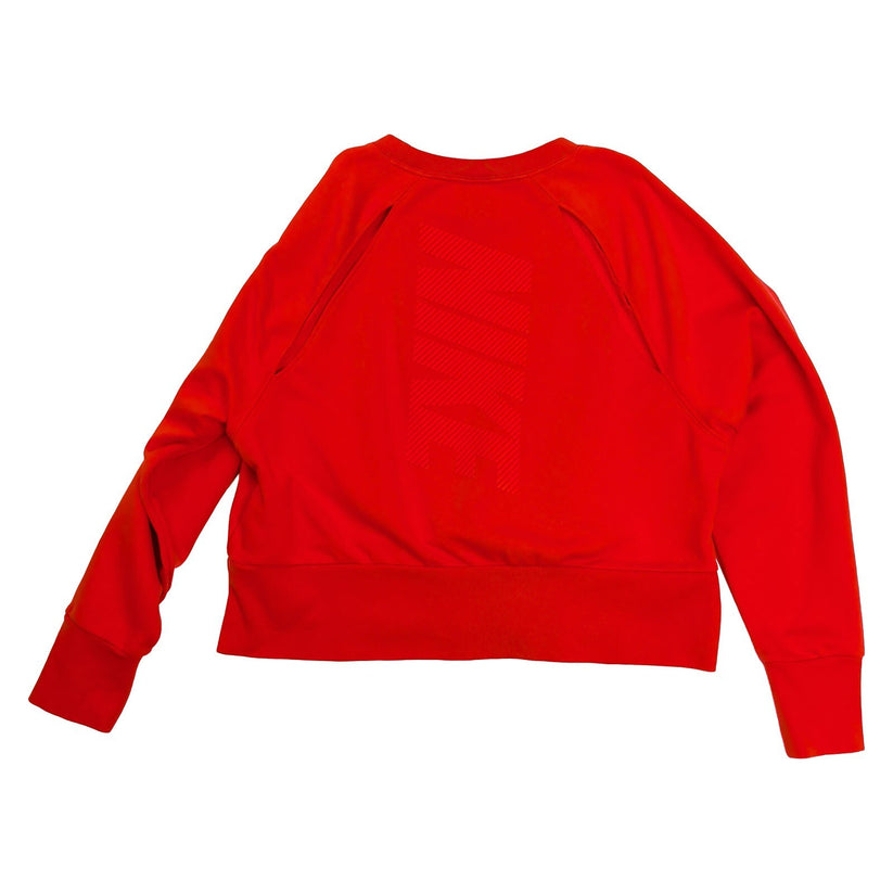 Nike Dri-FIT Womens Pink Sweatshirt Size S Raglan Crew Neck Back Logo Print