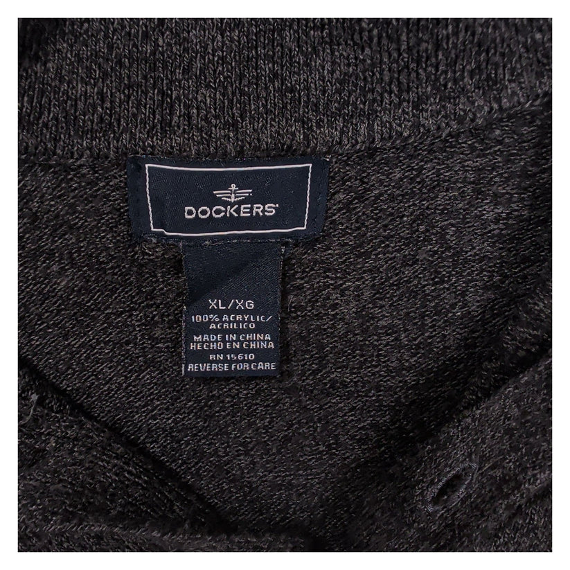 Dockers Men's Charcoal Grey Argyle Knit Jumper XL Polo Collar Acrylic Copia