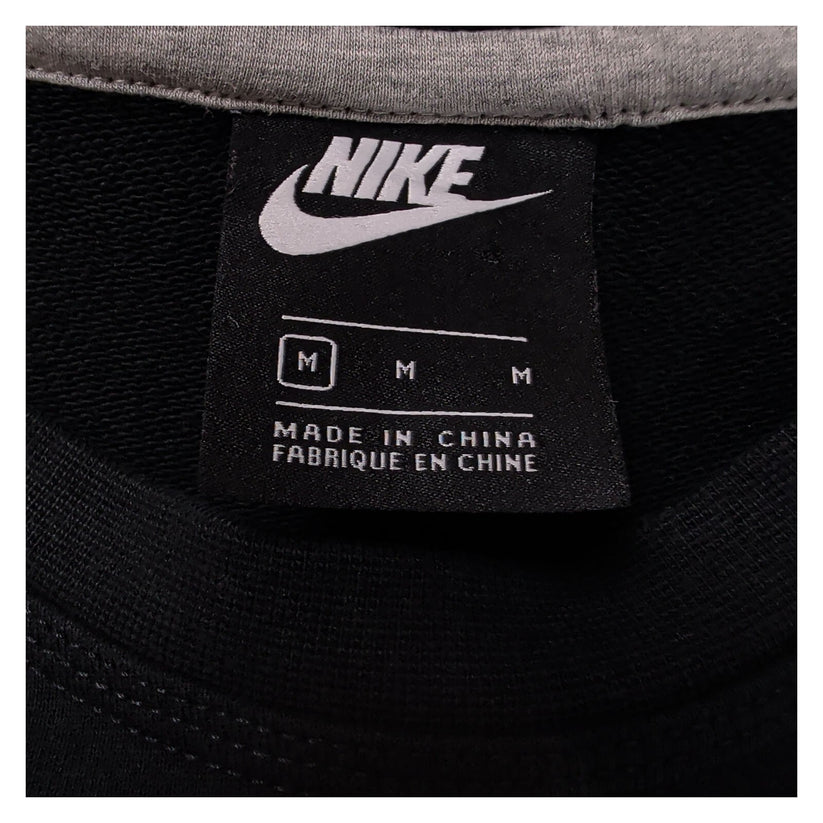 Nike Black Crew Neck Sweatshirt Size M Cotton Embroidered Swoosh Logo Pullover
