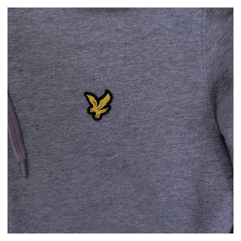Lyle & Scott Mens Grey Marl Full Zip Hoodie M Cotton Embroidered Eagle Logo