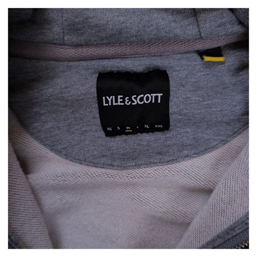 Lyle & Scott Mens Grey Marl Full Zip Hoodie M Cotton Embroidered Eagle Logo
