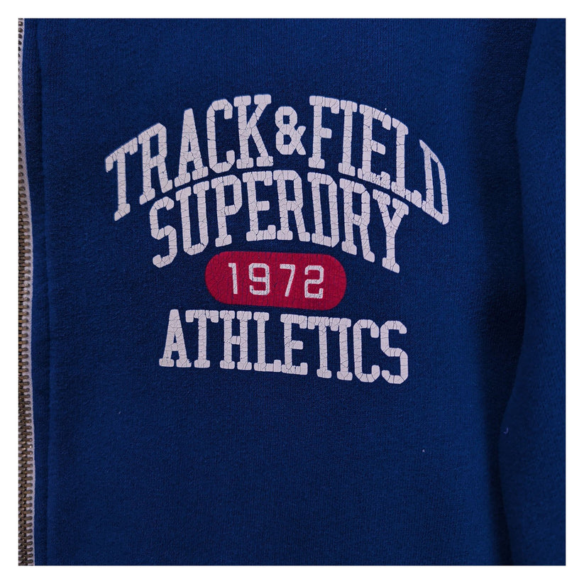 Superdry Men's Track & Field Royal Blue Track Top XL Graphic Zip Front