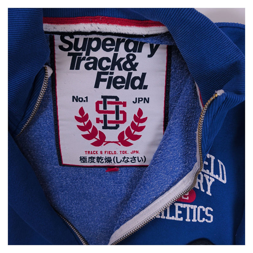 Superdry Men's Track & Field Royal Blue Track Top XL Graphic Zip Front