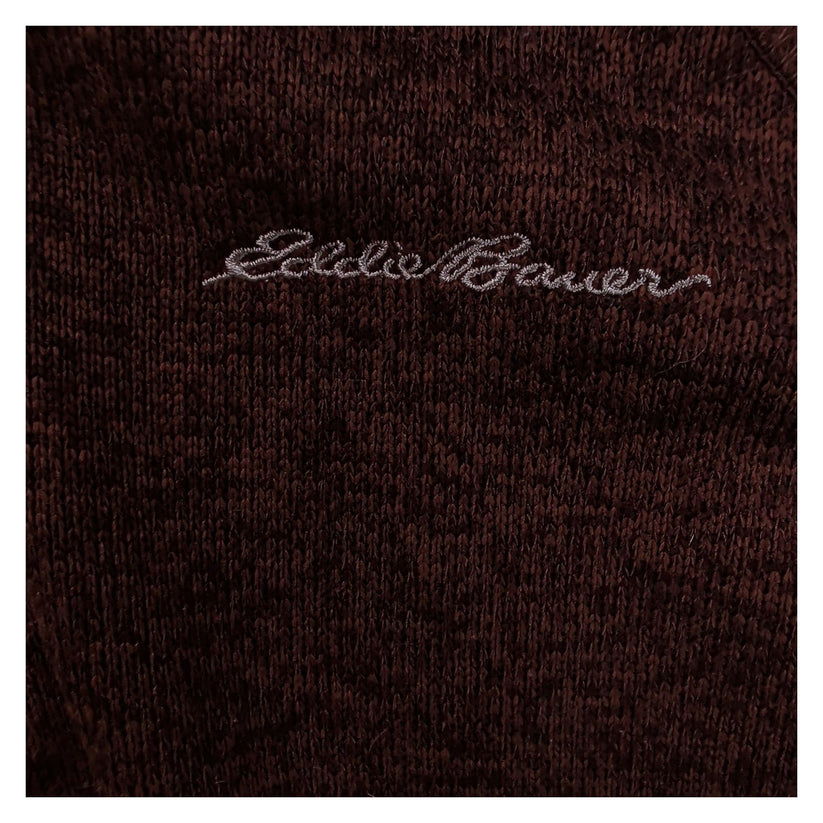 Eddie Bauer Mens Tall Large Burgundy Marl Quarter Zip Fleece Pullover
