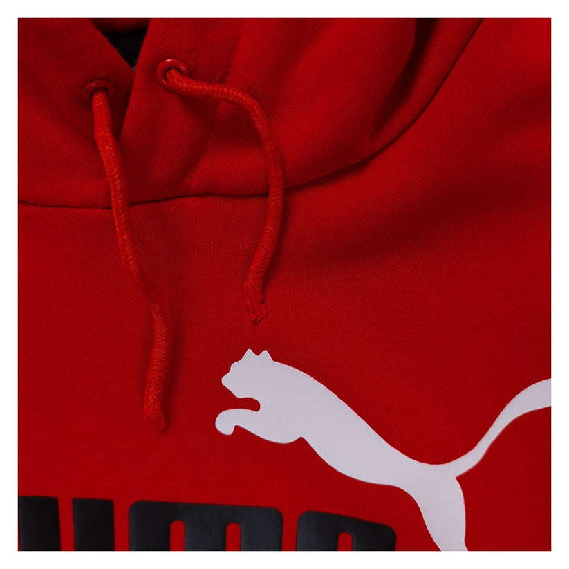 Puma Mens Red Hoodie Size M Big Logo Print Pullover Kangaroo Pocket Sweatshirt