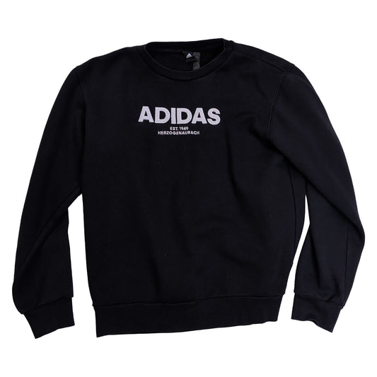 adidas Men's Black Embroidered Logo Sweatshirt S Crew Neck Long Sleeve