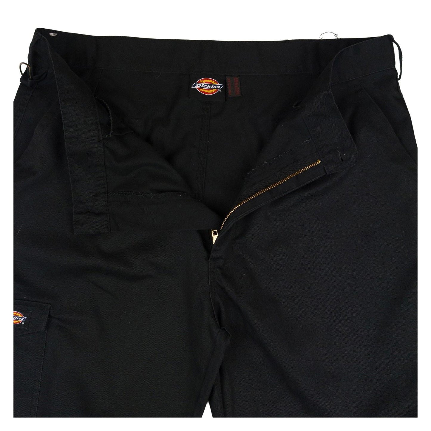 Dickies black cargo work trousers men's size W38 front view flat lay
