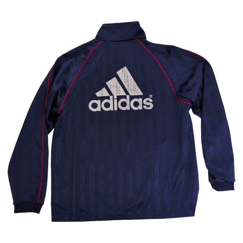 adidas Mens Track Jacket Size S Navy Blue Red Piping Full Zip Made in Japan