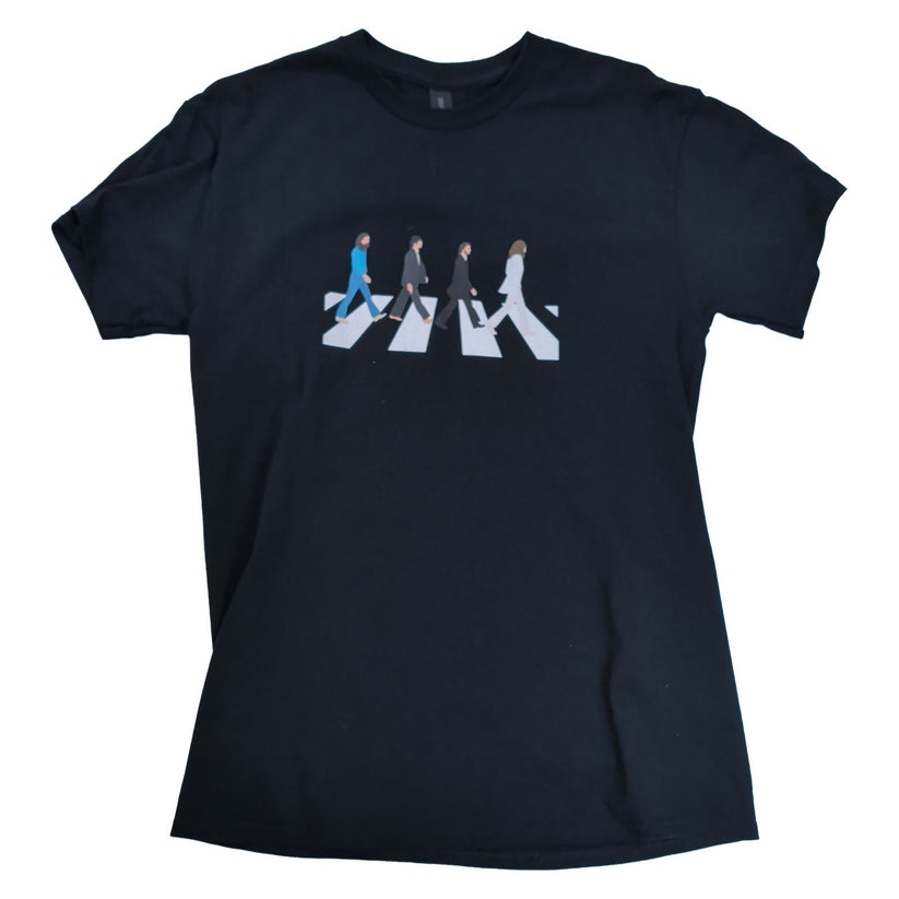 Beatles Abbey Road Inspired Crossing Black Graphic T-Shirt Gildan Medium