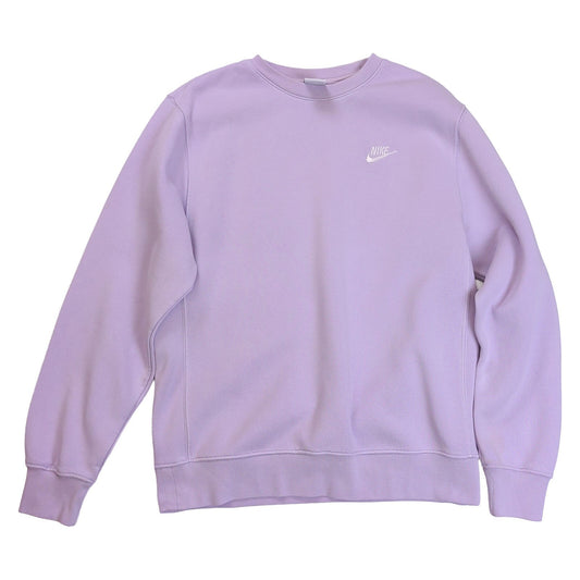 Nike Lilac Crew Unisex Sweatshirt S Cotton Long Sleeve Embroidered Ribbed Cuffs