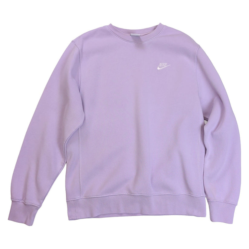 Nike Lilac Crew Neck Sweatshirt Size S Embroidered Swoosh Logo Cotton Pullover