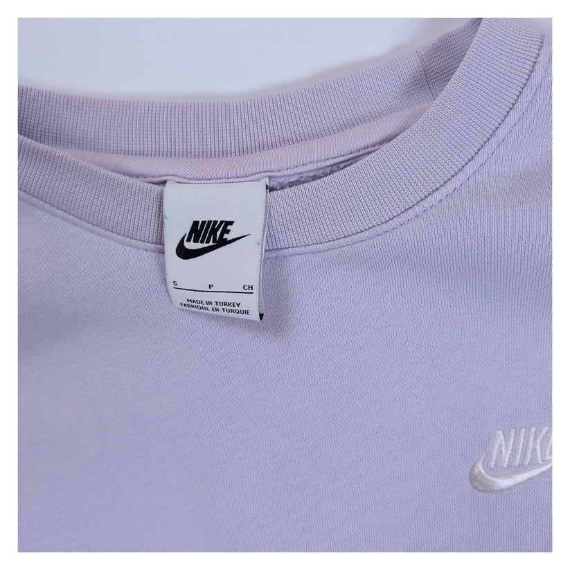Nike Lilac Crew Neck Sweatshirt Size S Embroidered Swoosh Logo Cotton Pullover