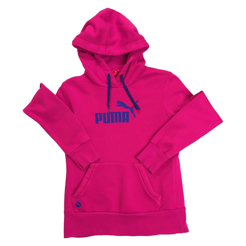 Puma Women's Hot Pink Logo Hoodie UK 10 Cotton Long Sleeve