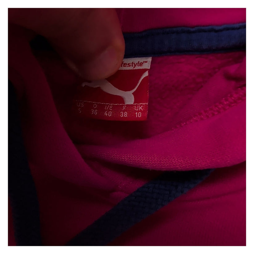 Puma Women's Hot Pink Logo Hoodie UK 10 Cotton Long Sleeve
