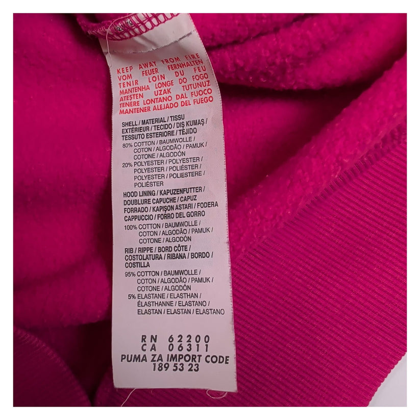 Puma Women's Hot Pink Logo Hoodie UK 10 Cotton Long Sleeve