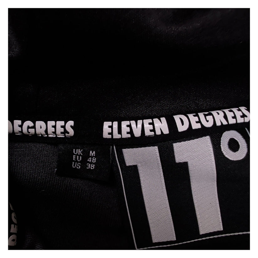 11 Degrees Mens Black Grey Half Zip Hoodie Size M Yellow Piping Sports Pullover