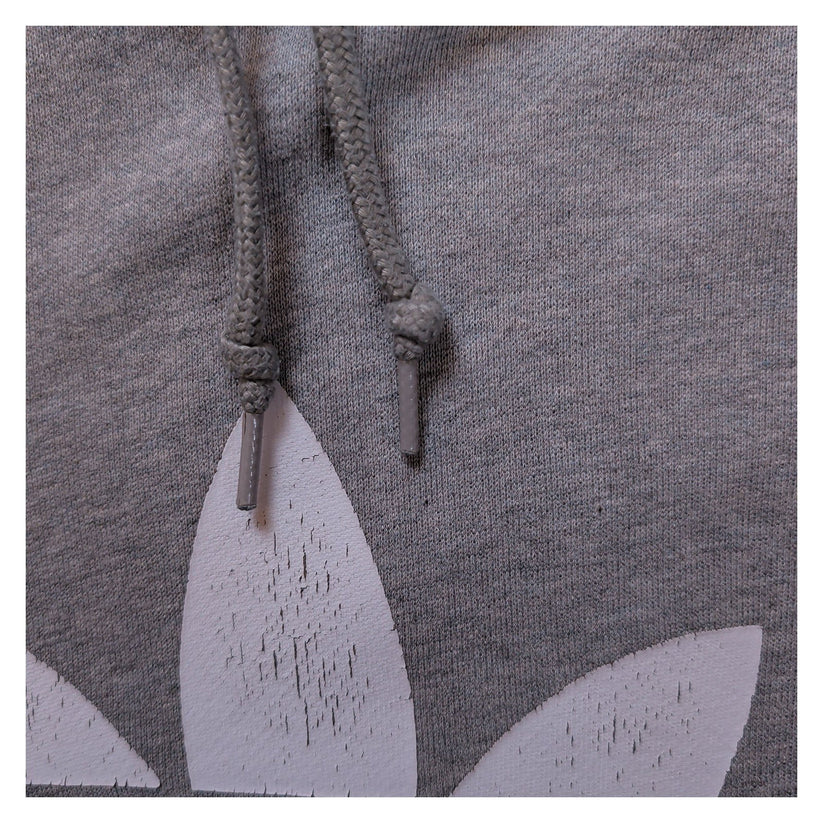 adidas Originals Grey Marl Trefoil Logo Print Hoodie Size L Pullover Sweatshirt