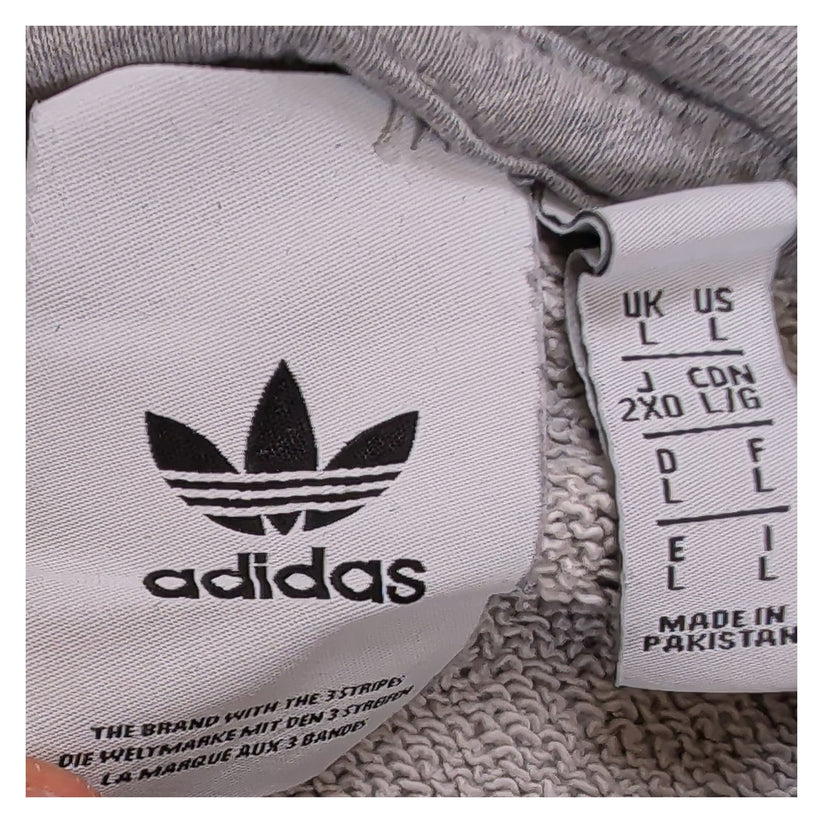 adidas Originals Grey Marl Trefoil Logo Print Hoodie Size L Pullover Sweatshirt