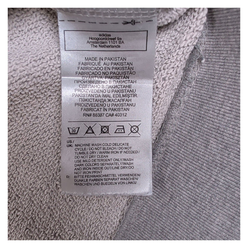 adidas Originals Grey Marl Trefoil Logo Print Hoodie Size L Pullover Sweatshirt