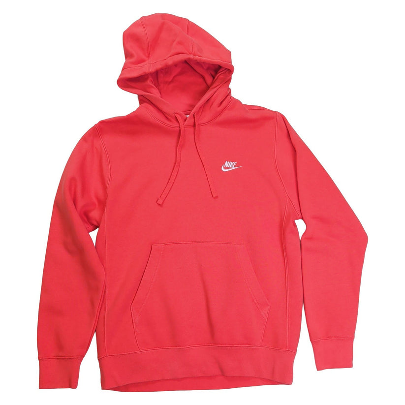 Nike Coral Red Hoodie Size XS Embroidered Swoosh Logo Fleece Pullover Sweatshirt