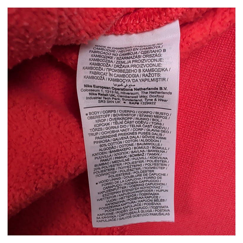 Nike Coral Red Hoodie Size XS Embroidered Swoosh Logo Fleece Pullover Sweatshirt