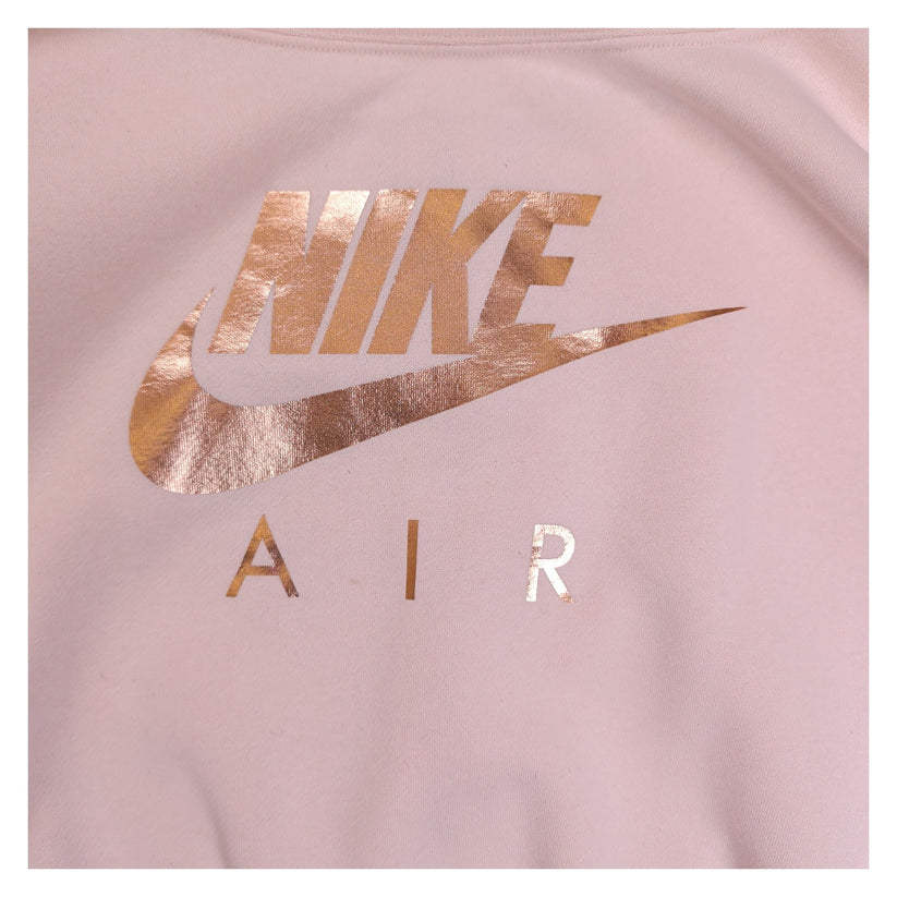 Nike Air Womens Pink Cropped Sweatshirt Size S Rose Gold Logo Back Zip