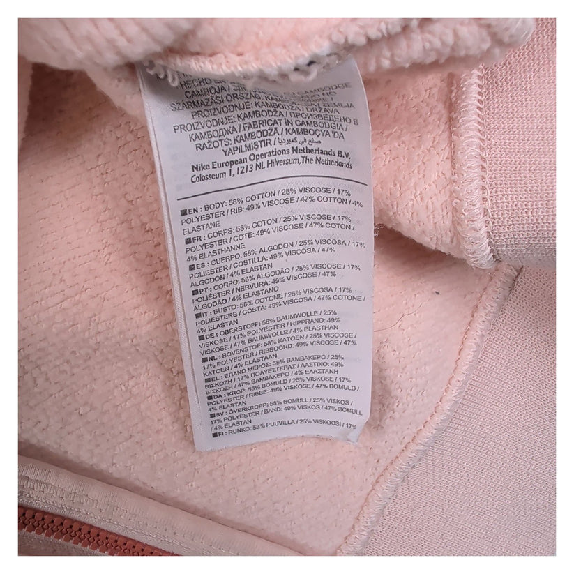 Nike Air Womens Pink Cropped Sweatshirt Size S Rose Gold Logo Back Zip