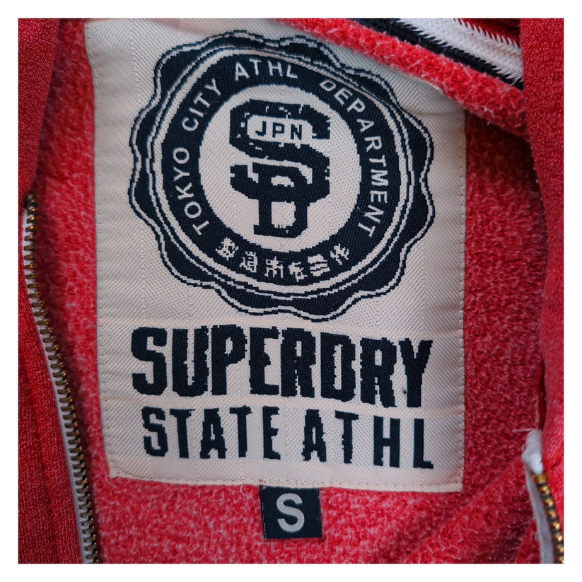Superdry State Athl Dept Pink Marl Full Zip Hoodie Size S Graphic Sweatshirt