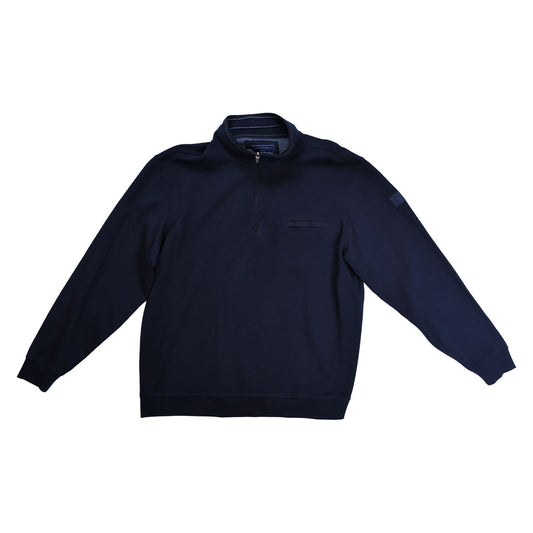 Marco Capelli Firenze Men's Navy Quarter-Zip Sweatshirt XXL Cotton Ribbed Cuffs