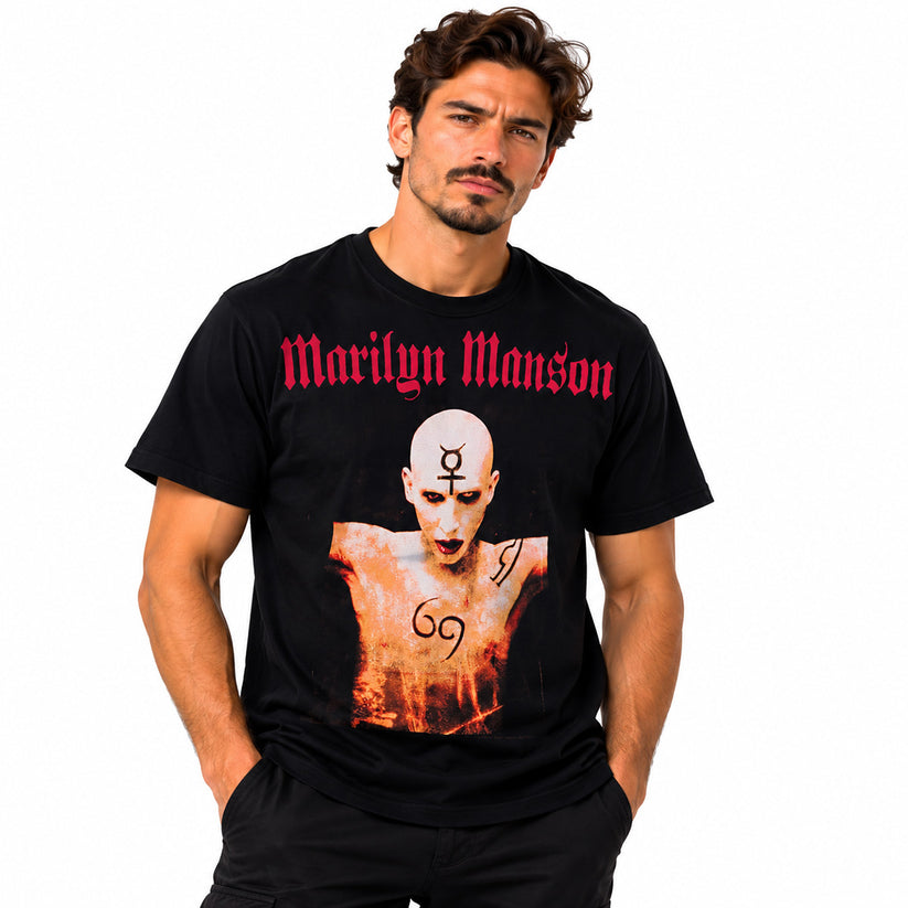 Marilyn Manson Mens XL Black T Shirt Gothic Industrial Metal Rock Graphic Tee
