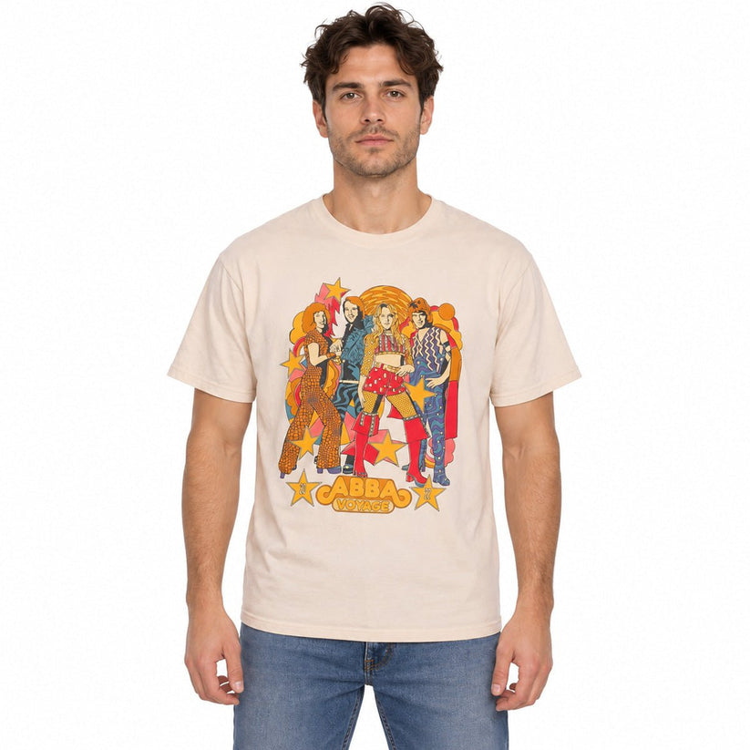 ABBA Voyage Unisex Adults T-Shirt XL Cream Graphic Organic Cotton – T-Shirt product photo 1 | RewearableUK