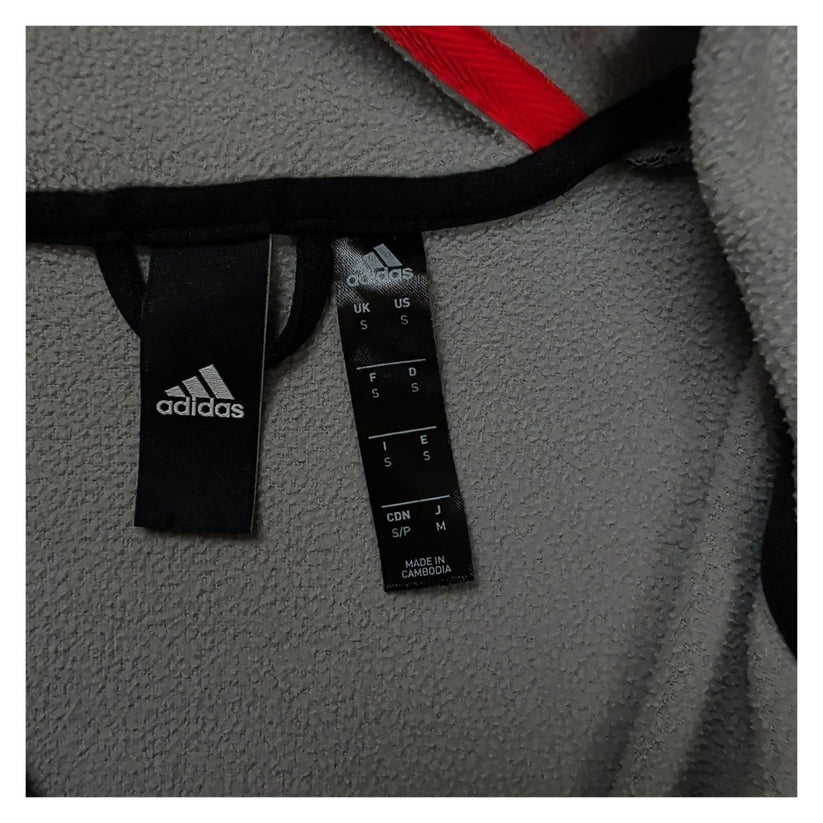 adidas Full Zip Hooded Sweatshirt S Grey Black Marl Red Logo Sports Hoodie – product photo 5 | RewearableUK