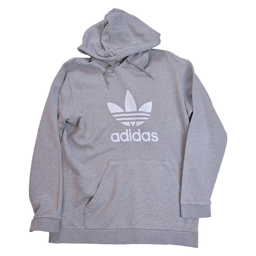adidas Originals Grey Marl Trefoil Logo Print Hoodie Size L Pullover Sweatshirt – product photo 2 | RewearableUK