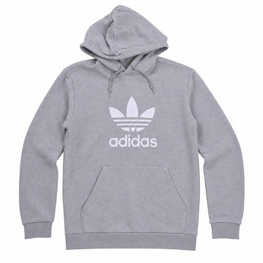 adidas Originals Grey Marl Trefoil Logo Print Hoodie Size L Pullover Sweatshirt – product photo 1 | RewearableUK