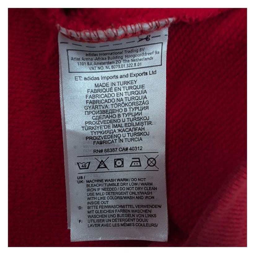 Adidas Originals Womens Red Cropped Hoodie UK 6 XS Trefoil Stripe Pullover – product photo 5 | RewearableUK