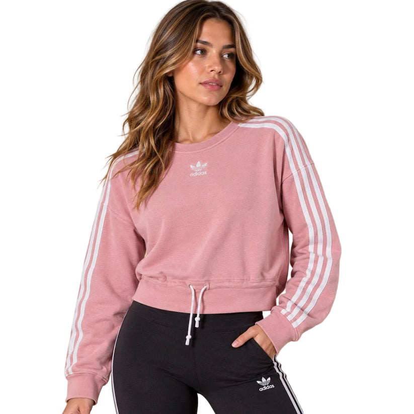 Adidas Women's Sweatshirt XS Pink Striped Drawstring – Sweater & Hoodie product photo 1 | RewearableUK