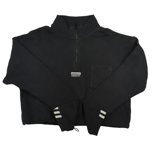 adidas adidas Women's UK 14 Black Cropped Zipped Sweatshirt Sweater & Hoodie RewearableUK