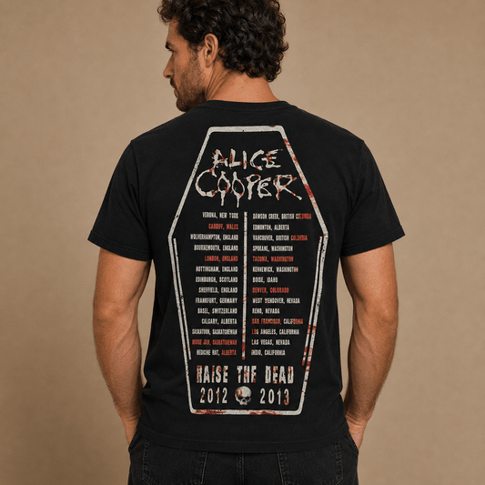 Alice Cooper Raise the Dead 2012-2013 Tour T-Shirt S Black Double-Sided – Music T-Shirt product photo 2 | RewearableUK