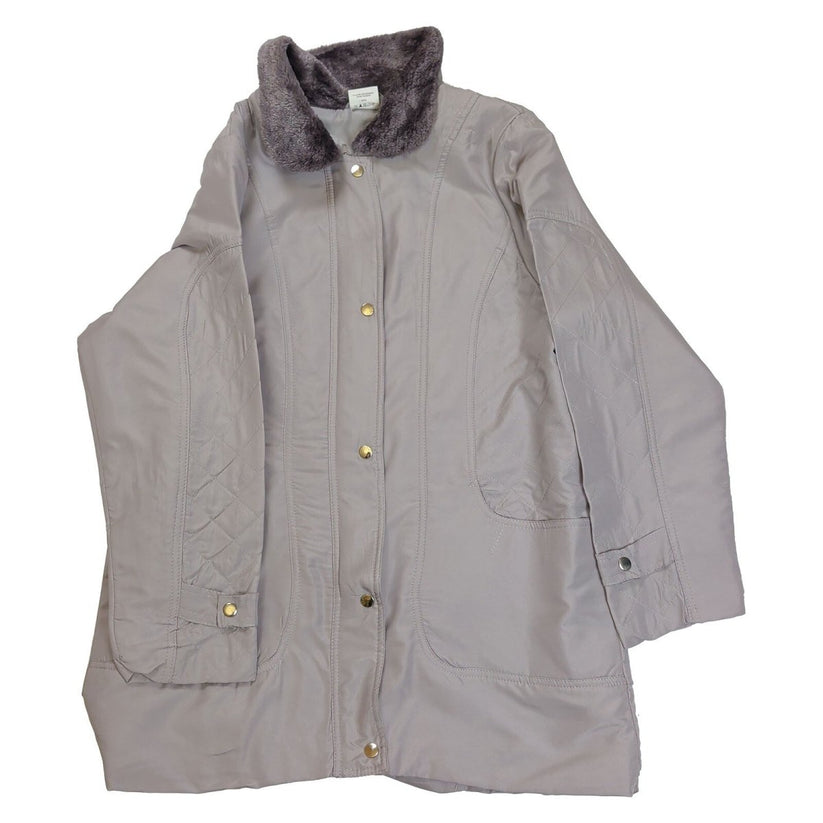 Anne de Lancay Damart Womens M Grey Longline Coat Faux Fur Collar Quilted Jacket – product photo 2 | RewearableUK