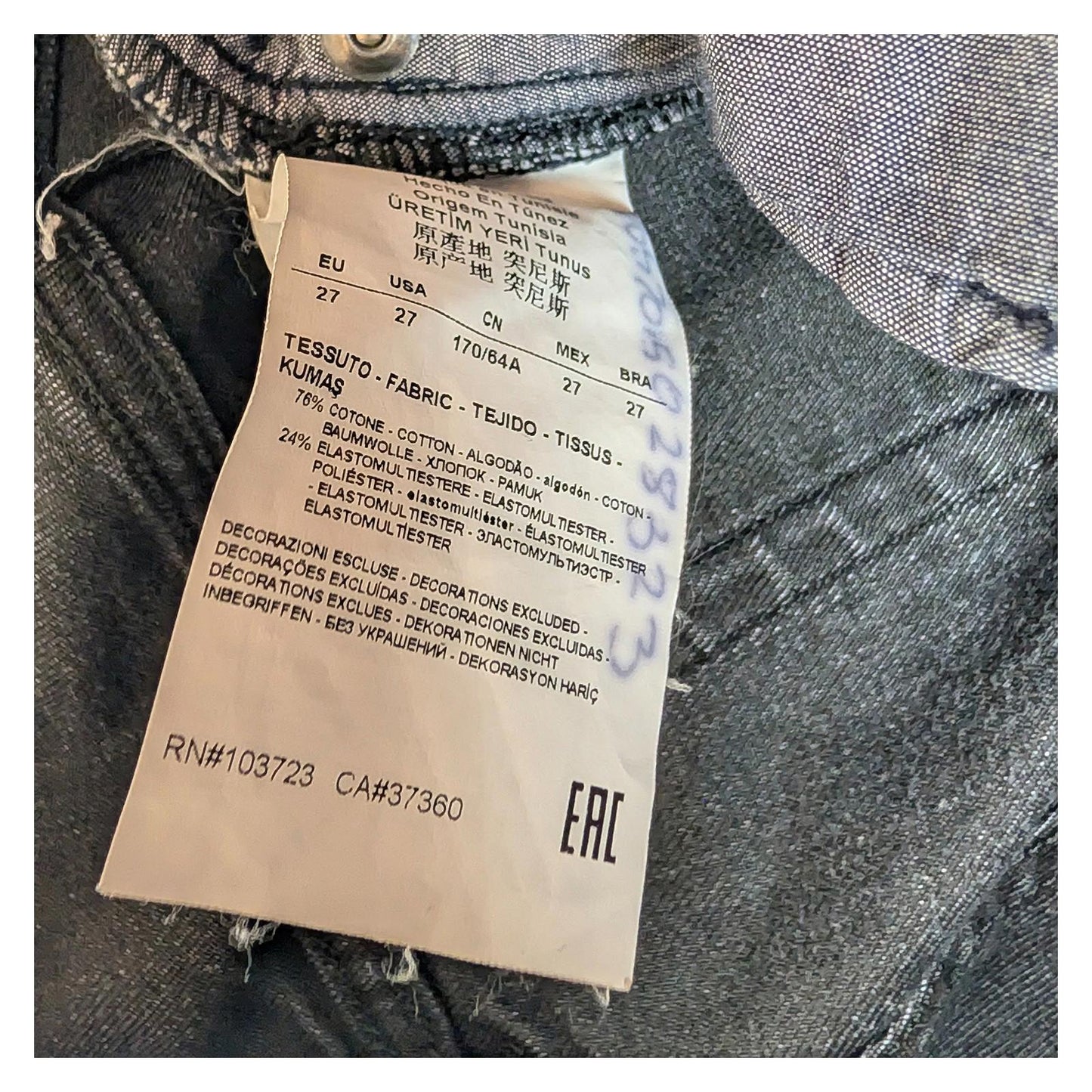 Armani Jeans Women's Magnolia Straight Leg W27 Black Studded Eagle Logo Stretch by Armani Jeans – | RewearableUK