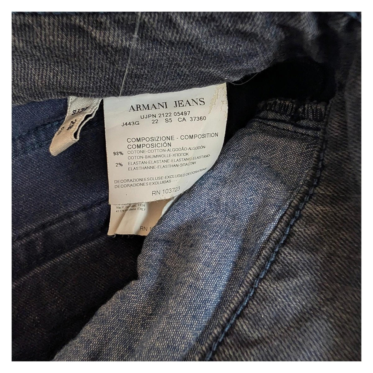 Armani Jeans Women's Slim Straight W28 Grey Zip Pockets Stretch Denim Authentic by Armani Jeans – | RewearableUK